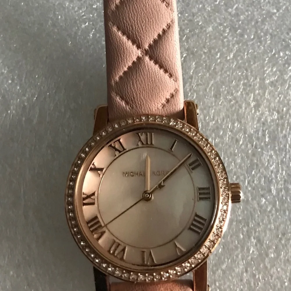 Michael Kors Petite Norie Pave Rose Gold Tone Mother of Pearl Dial Ladies Watch